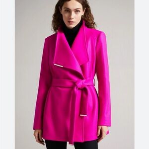 Ted Baker magenta wool cashmere coat. Worn once.